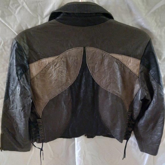 Of two minds leather cropped jacket sz m - Picture 2 of 3